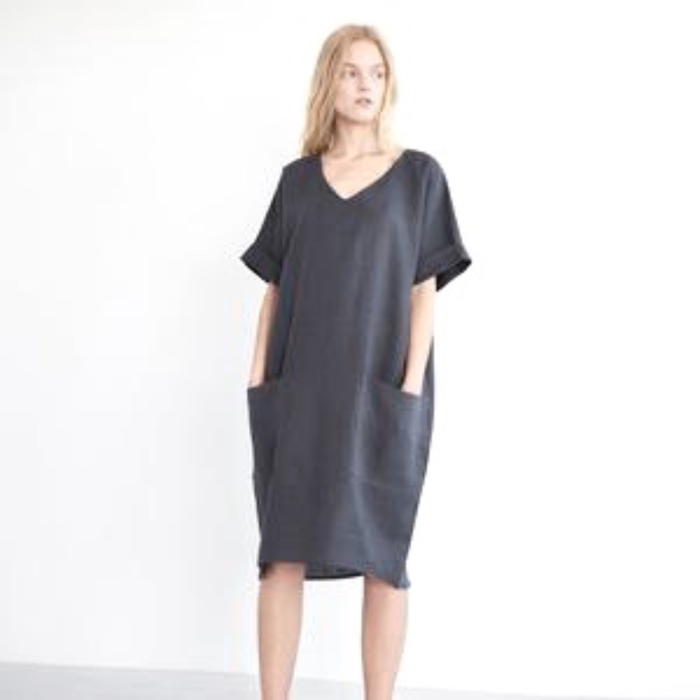 NWOT LoveAndConfuse Grey Linen Dress, L Tall